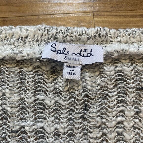 SPLENDID S Women’s Oversized Sweater Gray White Chunky Open Knit Boxy Beachy USA - Picture 11 of 16